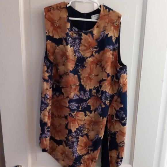 Aritzia floral midnight blue blouse top - Picture 1 of 5